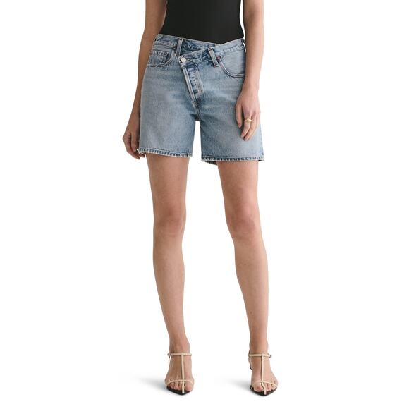 Agolde Criss Cross Upsized Organic Cotton Denim Shorts - 27 - Momentum - Picture 1 of 3
